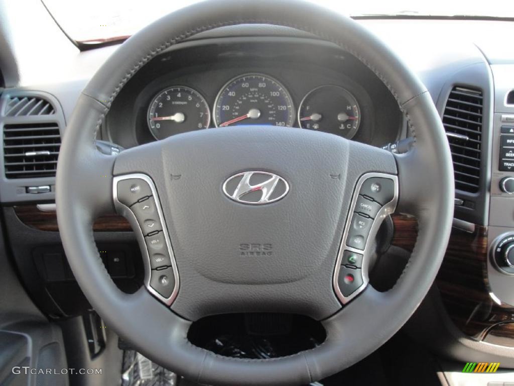 2011 Hyundai Santa Fe SE Cocoa Black Steering Wheel Photo #40400405