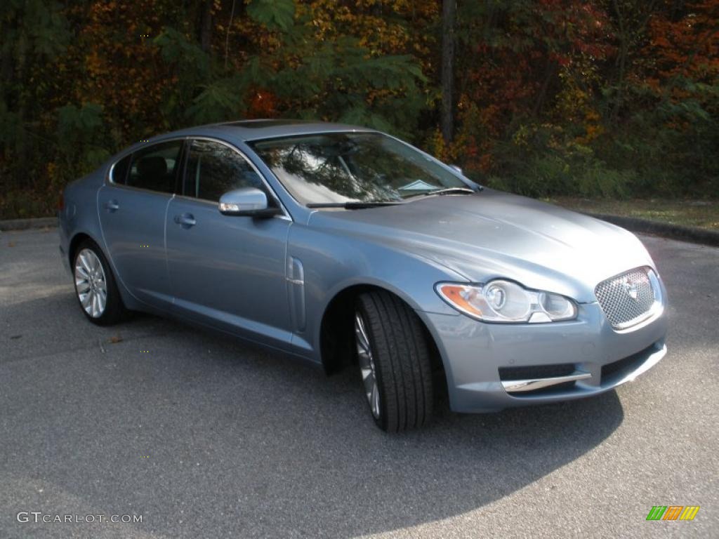 2009 XF Luxury - Azure Blue Metallic / Charcoal/Charcoal photo #1