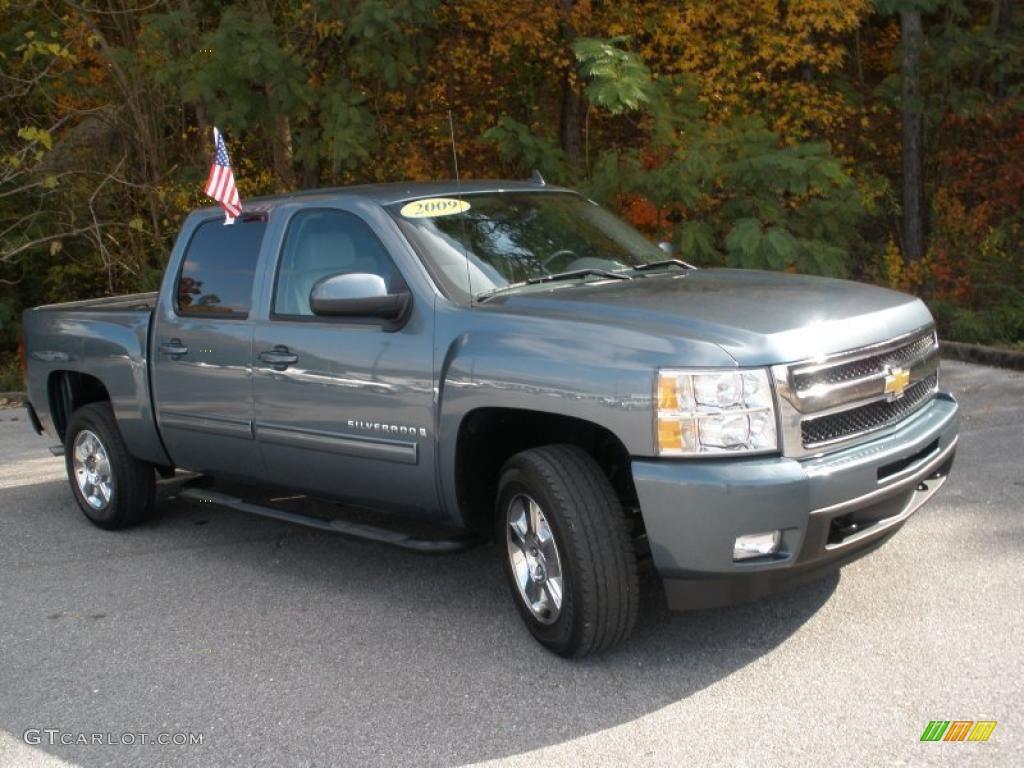 2009 Silverado 1500 LTZ Crew Cab - Blue Granite Metallic / Light Titanium photo #1