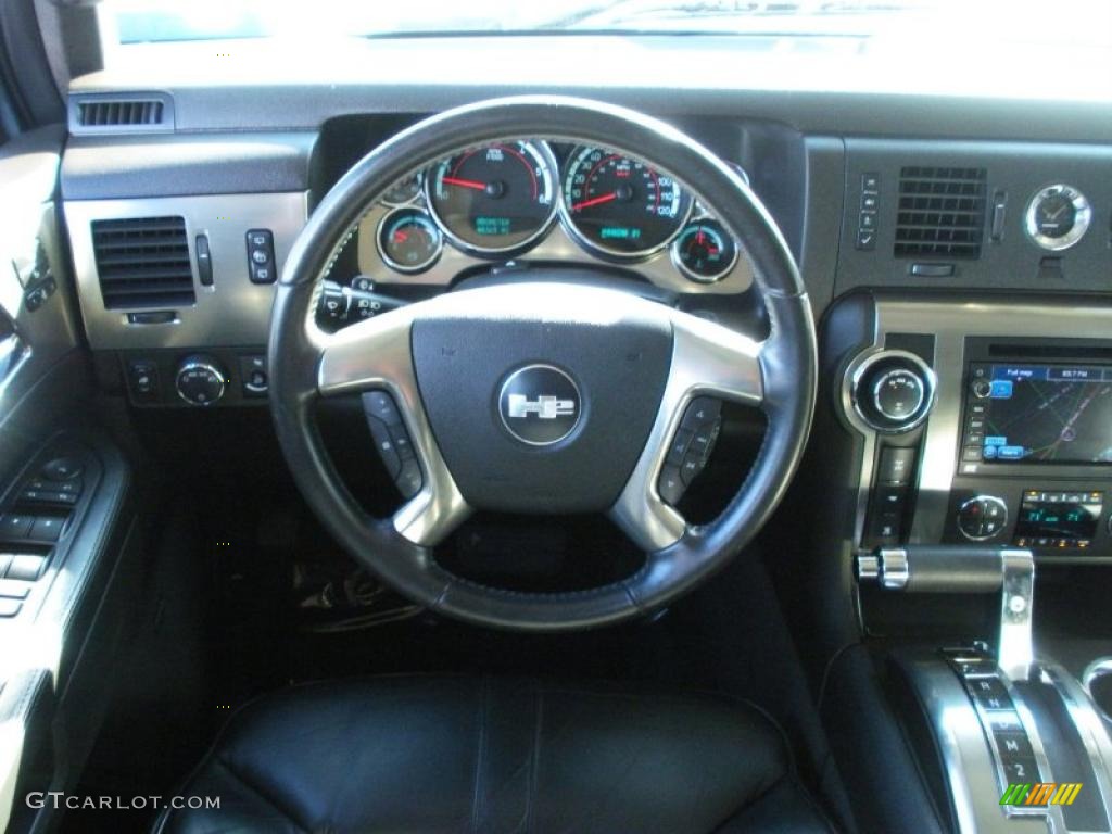 2008 Hummer H2 SUV Ebony Black Steering Wheel Photo #40414008