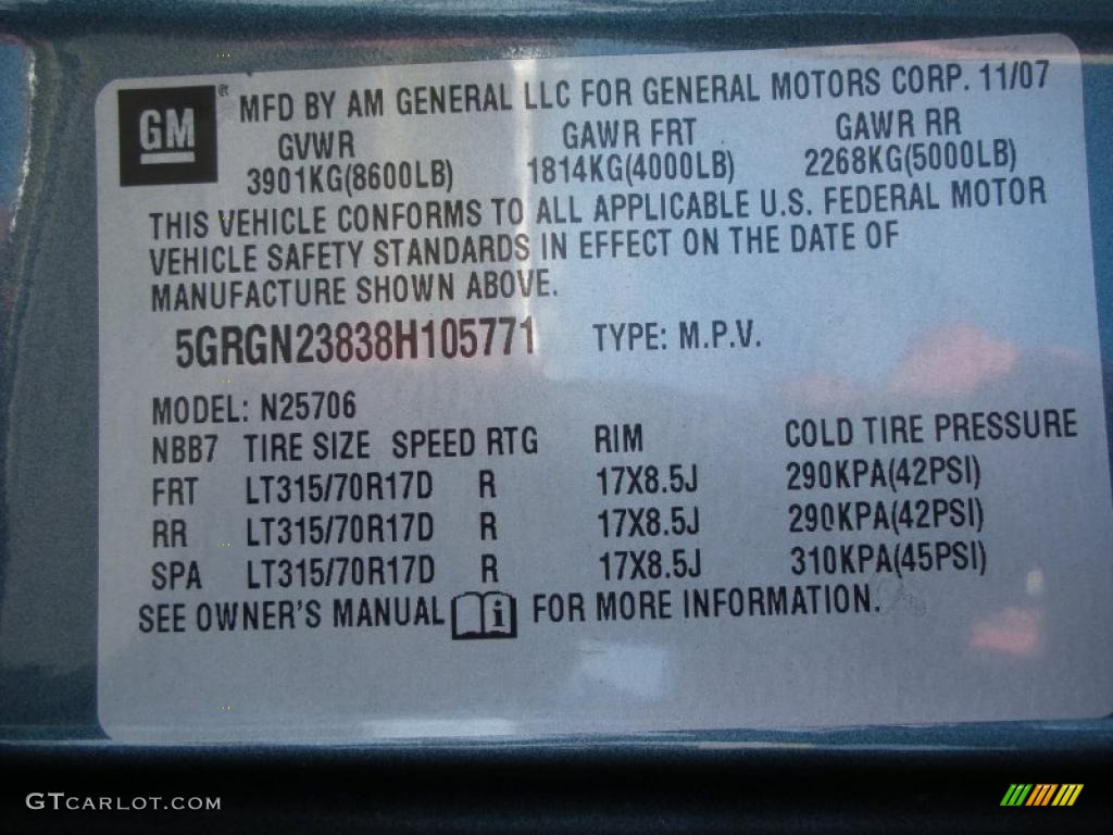 2008 Hummer H2 SUV Info Tag Photo #40414096