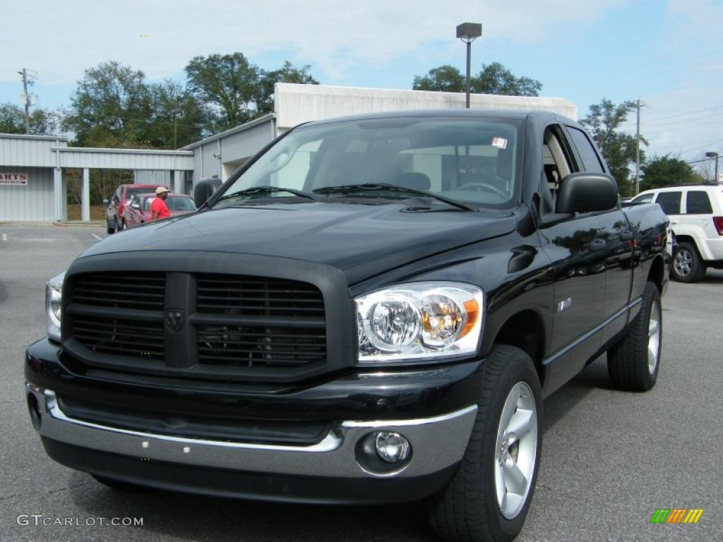 2008 Ram 1500 Lone Star Edition Quad Cab - Brilliant Black Crystal Pearl / Medium Slate Gray photo #1