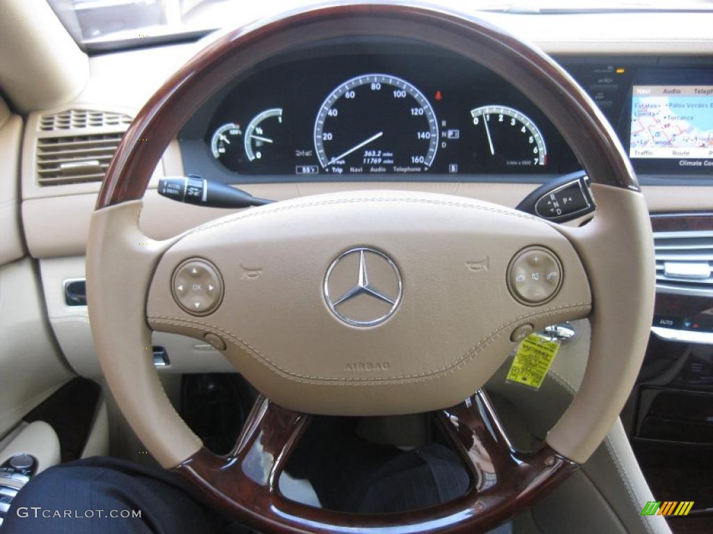 2008 Mercedes-Benz CL 550 Cashmere/Savanna Steering Wheel Photo #40425324
