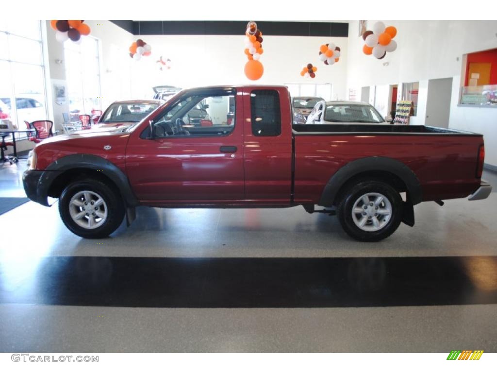 2001 Frontier XE King Cab - Salsa Red Metallic / Black photo #3