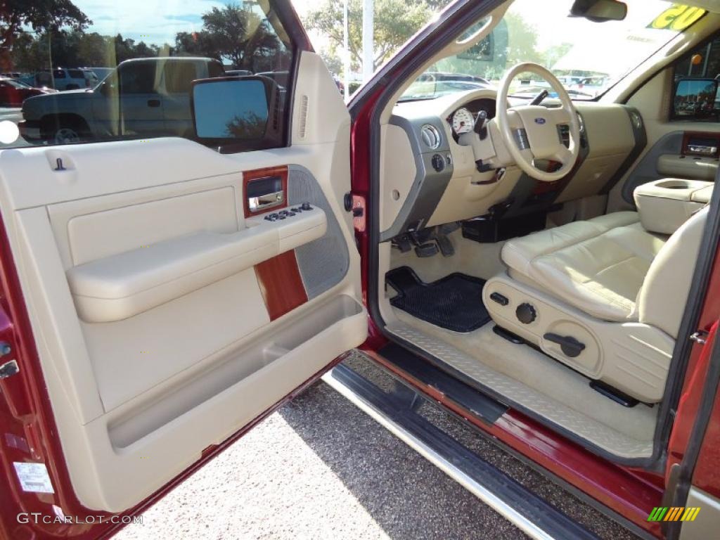 2005 F150 Lariat SuperCab 4x4 - Dark Toreador Red Metallic / Tan photo #4