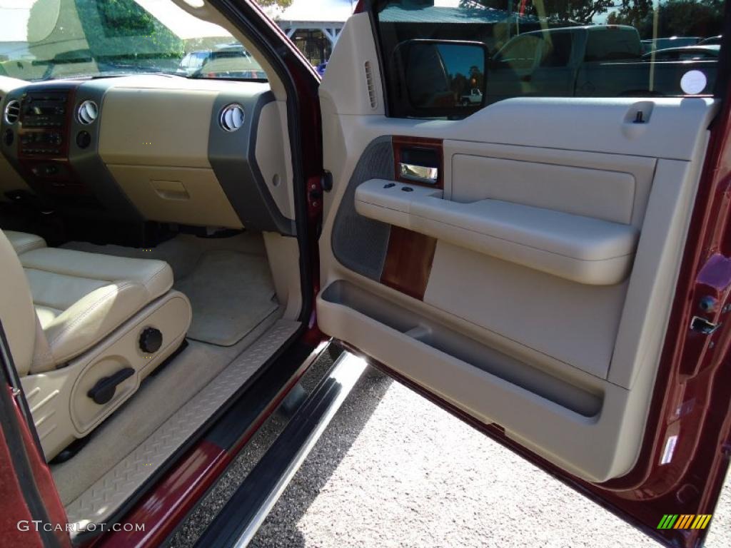2005 F150 Lariat SuperCab 4x4 - Dark Toreador Red Metallic / Tan photo #15