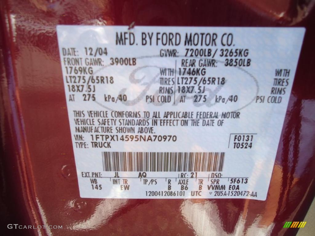 2005 F150 Lariat SuperCab 4x4 - Dark Toreador Red Metallic / Tan photo #32