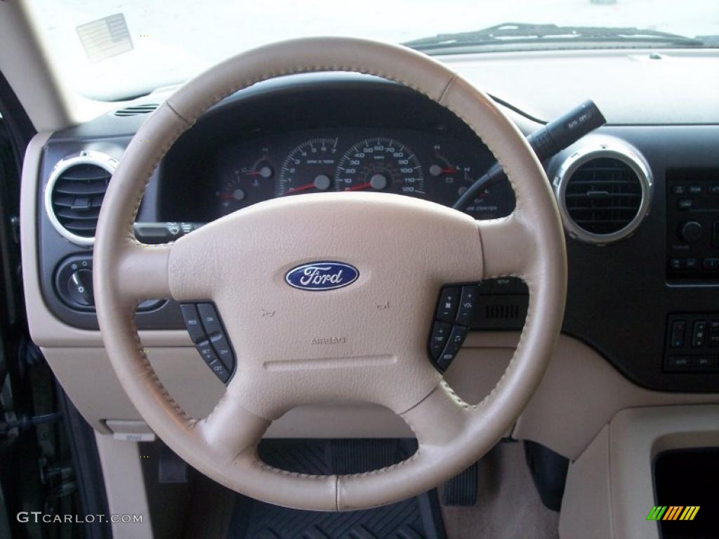 2004 Ford Expedition Eddie Bauer Medium Parchment Steering Wheel Photo #40450949