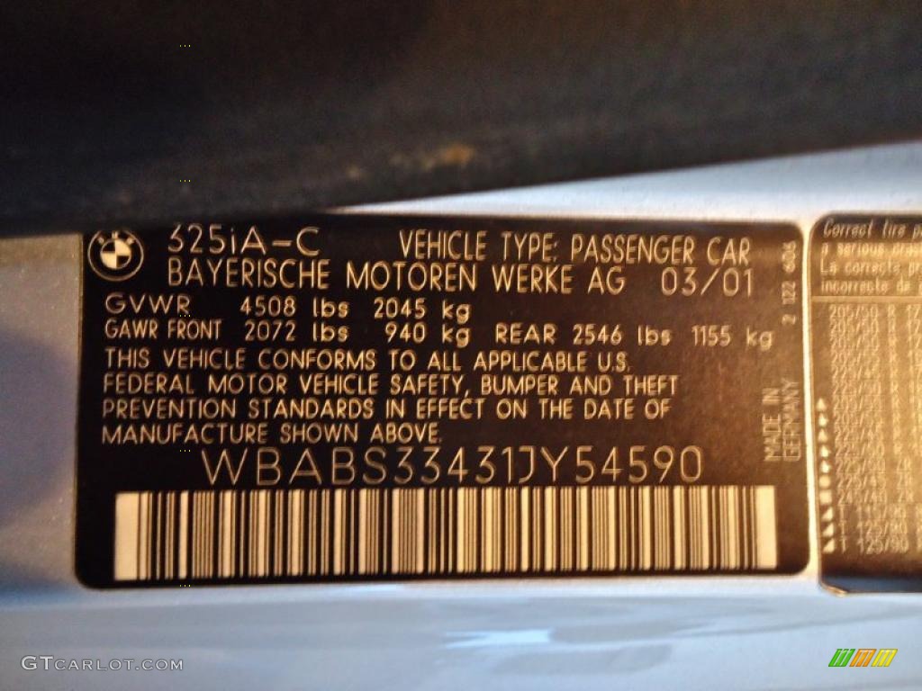2001 3 Series 325i Convertible - Titanium Silver Metallic / Black photo #36