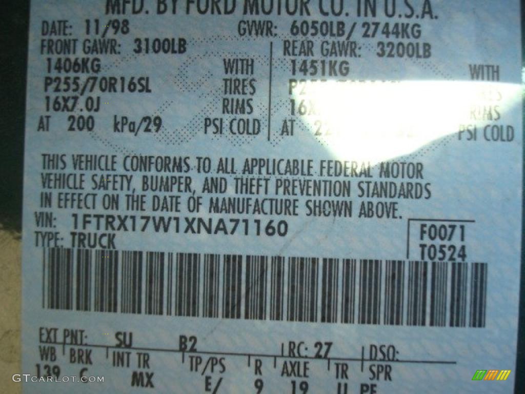 1999 F150 Color Code SU for Amazon Green Metallic Photo #40470015