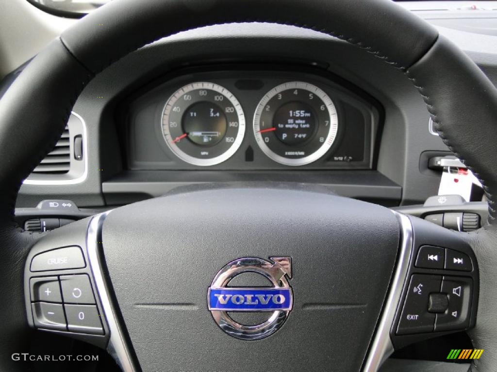 2011 Volvo S60 T6 AWD Soft Beige/Off Black Steering Wheel Photo #40473605