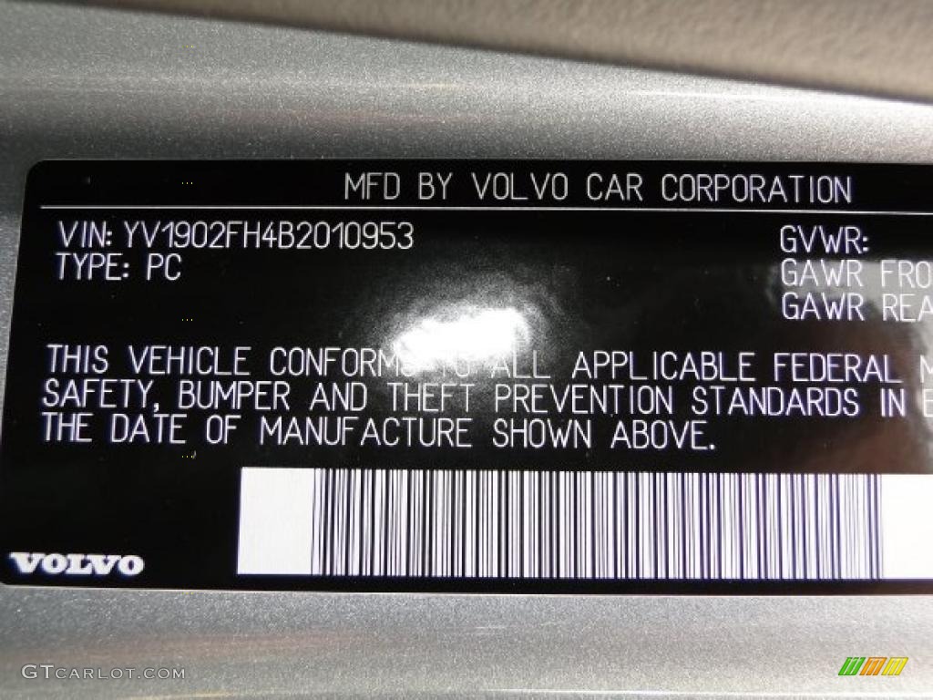 2011 Volvo S60 T6 AWD Info Tag Photo #40473685