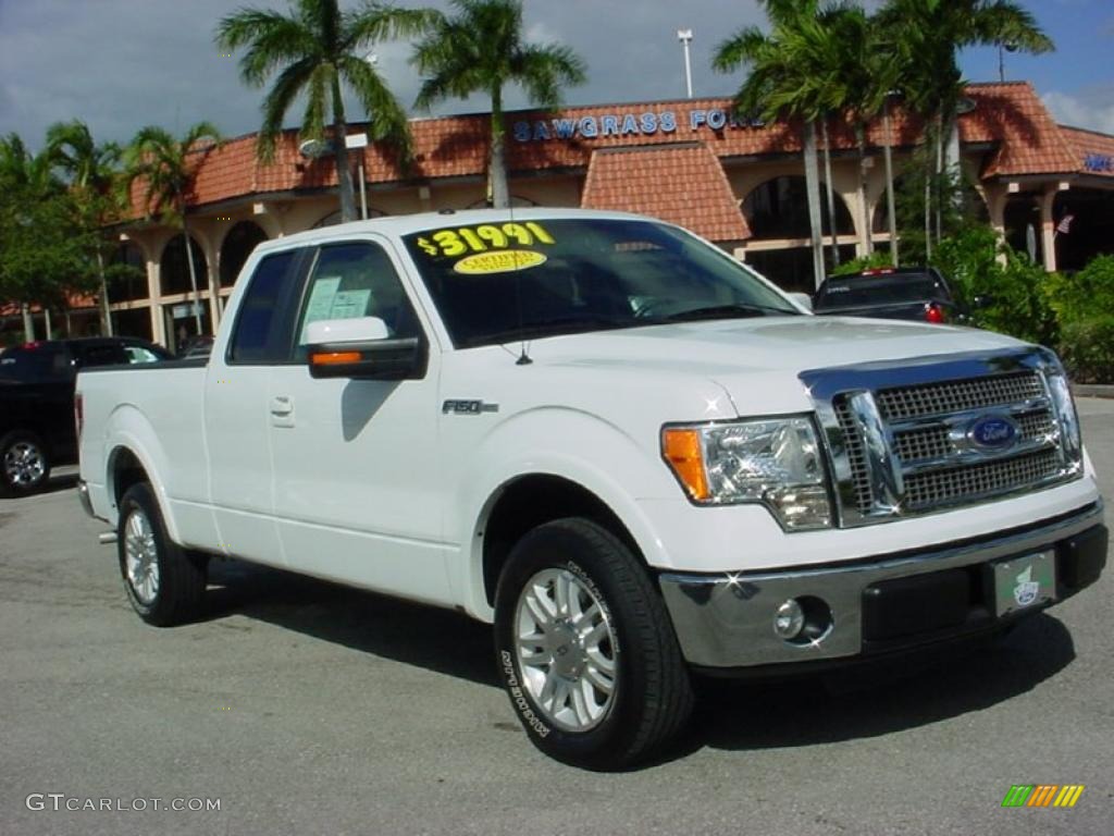 2010 F150 Lariat SuperCab - White Platinum Metallic Tri Coat / Tan photo #1