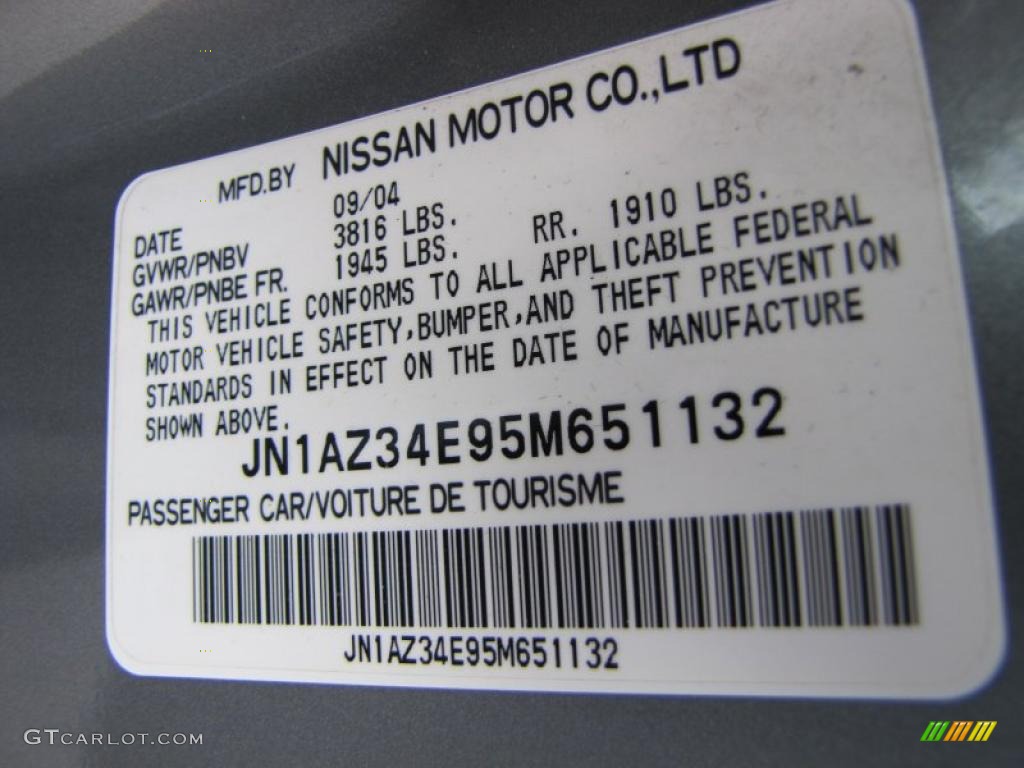 2005 Nissan 350Z Touring Coupe Info Tag Photos