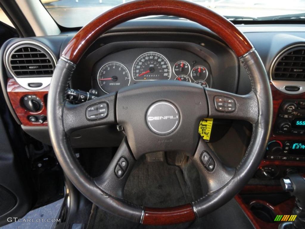 2008 GMC Envoy Denali 4x4 Ebony Steering Wheel Photo #40492114
