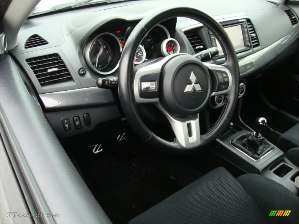 2008 Mitsubishi Lancer Evolution GSR Black Steering Wheel Photo #40494510
