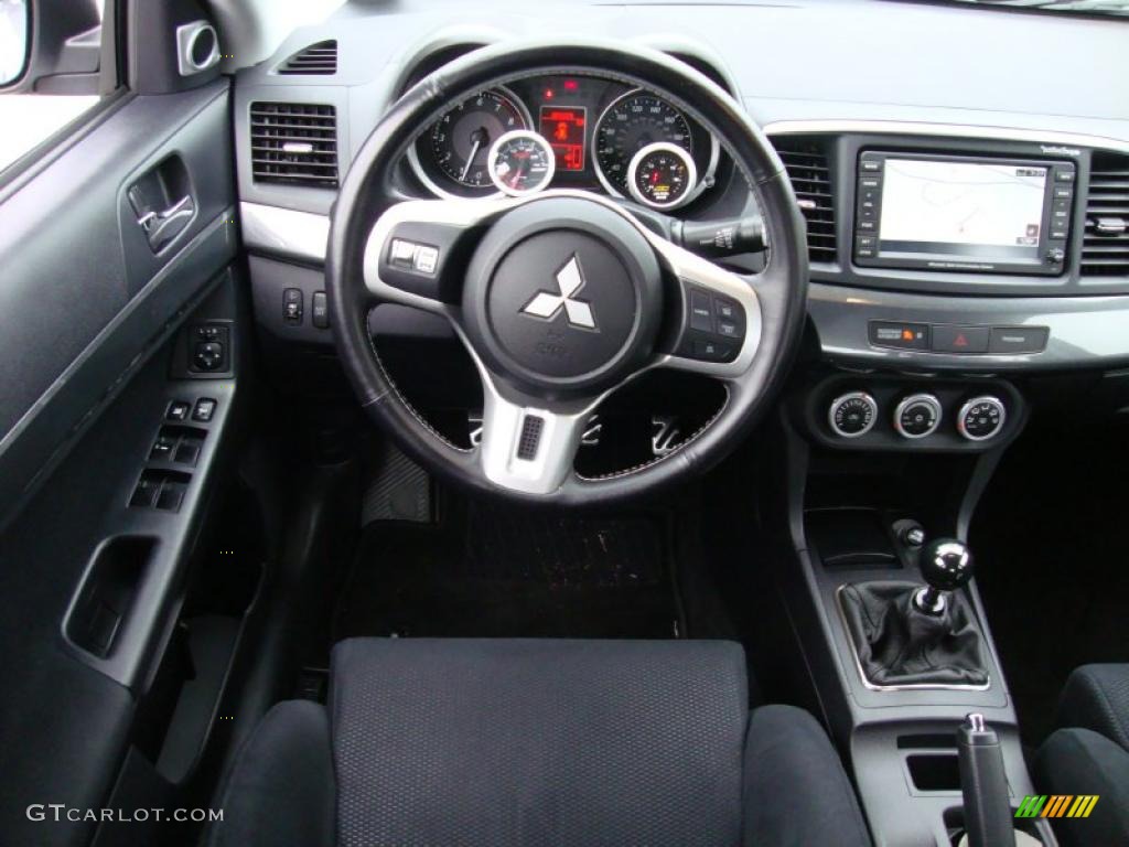 2008 Mitsubishi Lancer Evolution GSR Black Steering Wheel Photo #40494738