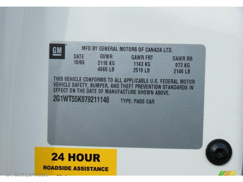 2007 Chevrolet Impala LT Info Tag Photo #40497842