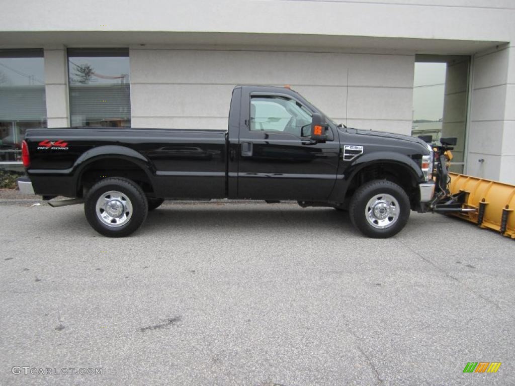 2008 F250 Super Duty XLT Regular Cab 4x4 - Black / Medium Stone photo #2