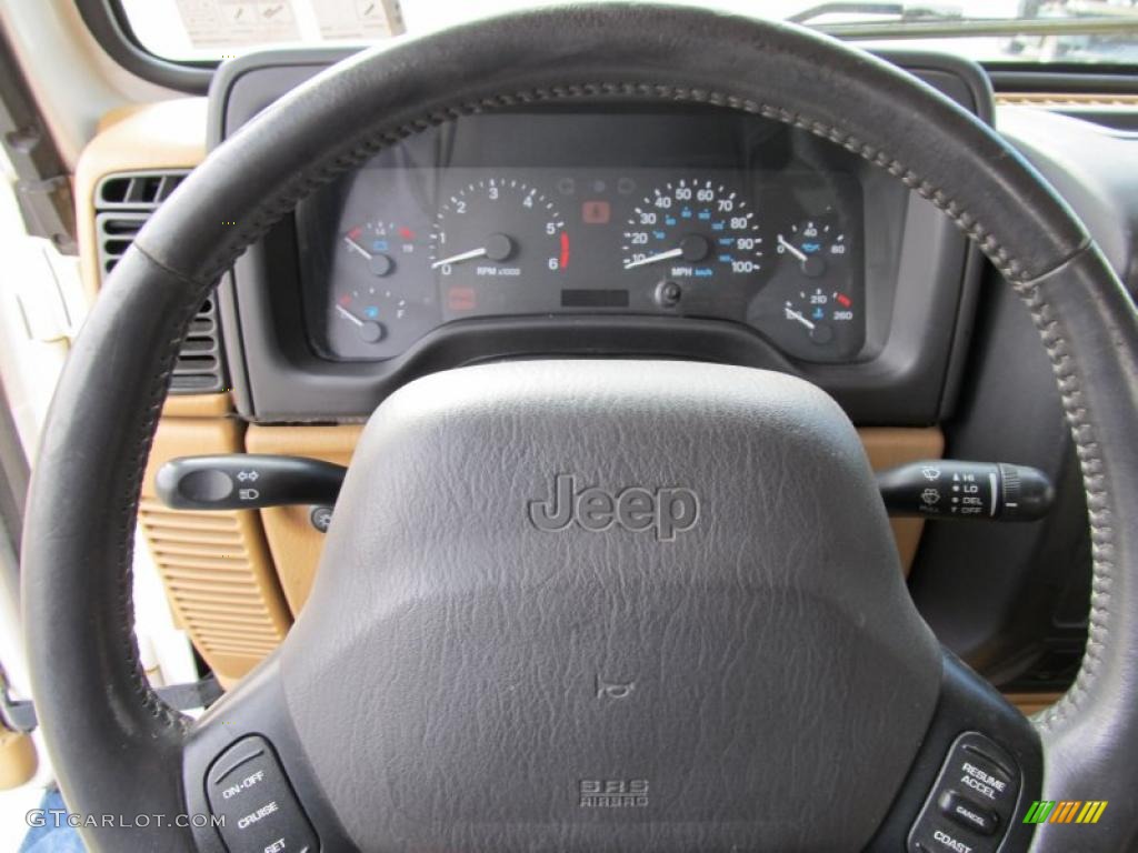 1998 Jeep Wrangler Sahara 4x4 Green/Khaki Steering Wheel Photo #40507838