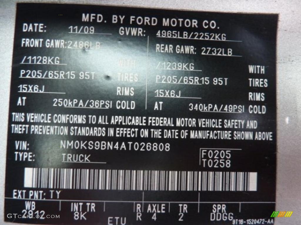 2010 Ford Transit Connect XLT Passenger Wagon Info Tag Photos