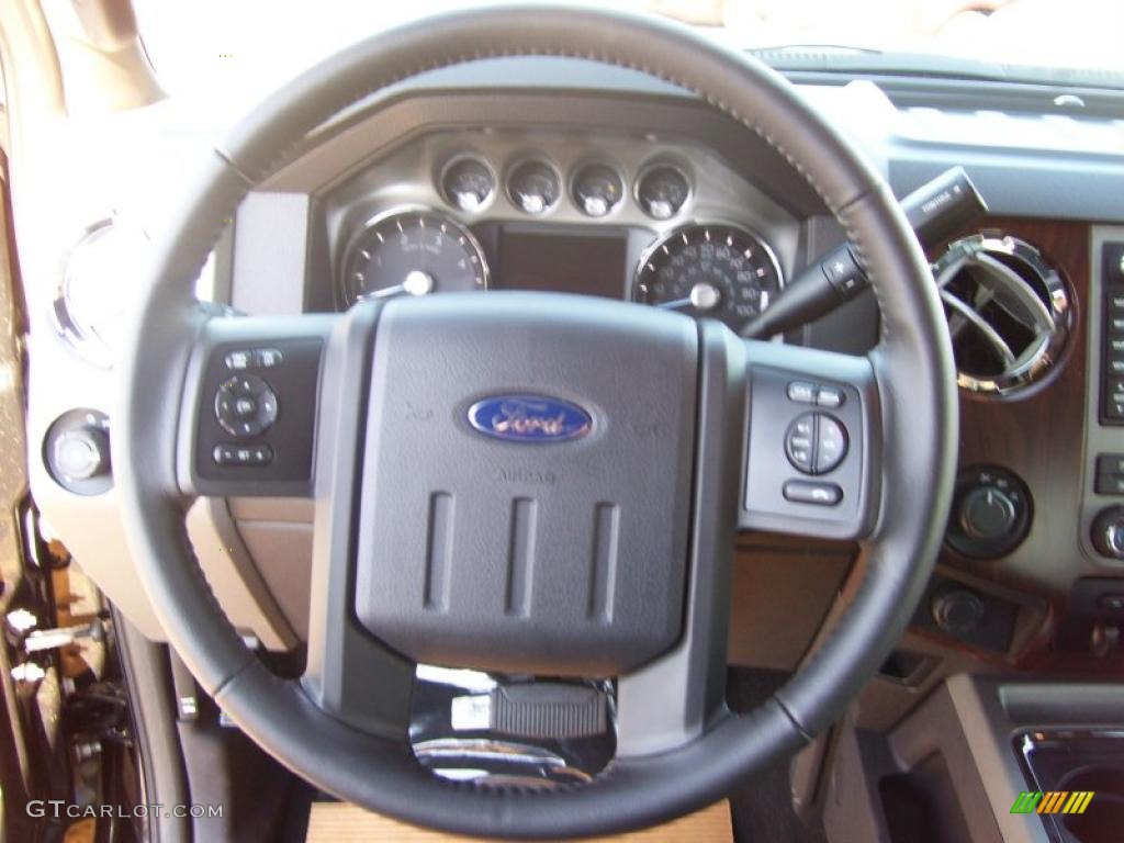 2011 Ford F450 Super Duty Lariat Crew Cab 4x4 Dually Black Two Tone Steering Wheel Photo #40513126