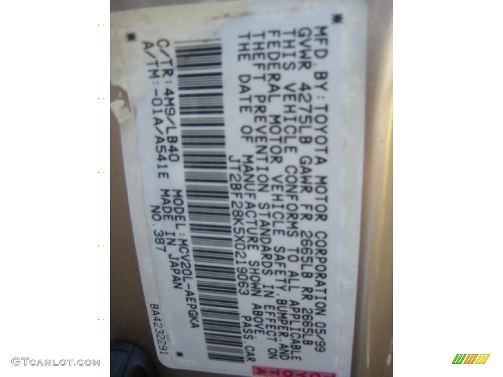 1999 Camry Color Code 4M9 for Cashmere Beige Metallic Photo #40515374