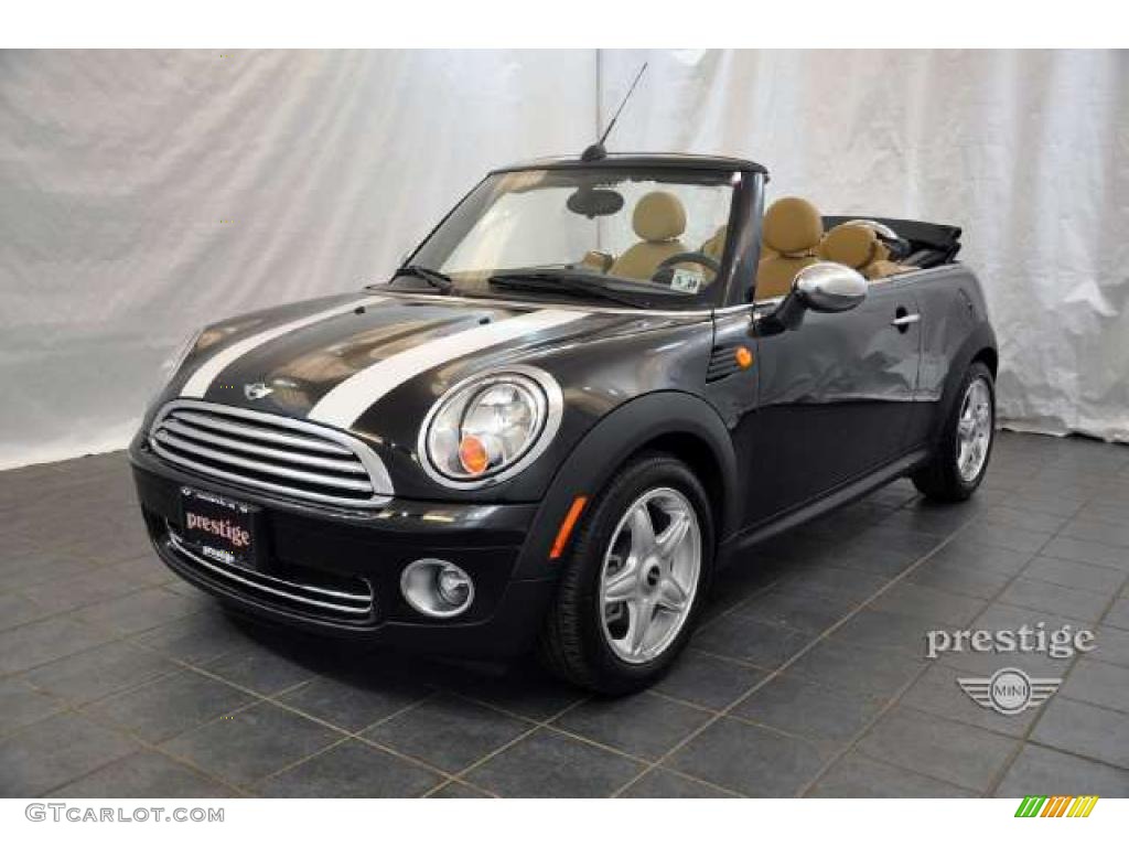 2010 Cooper Convertible - Midnight Black Metallic / Gravity Tuscan Beige Leather photo #1