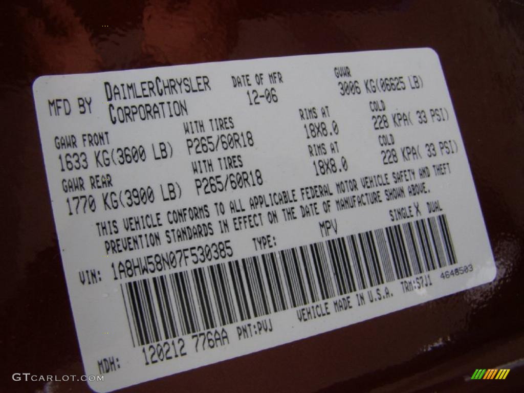 2007 Aspen Color Code PVJ for Cognac Crystal Pearl Photo #40528848