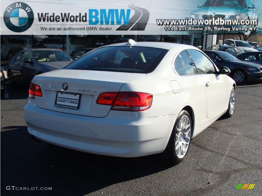 2008 3 Series 328xi Coupe - Alpine White / Coral Red/Black photo #4