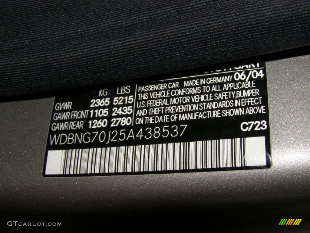 2005 S Color Code 723 for Pewter Silver Metallic Photo #40535501