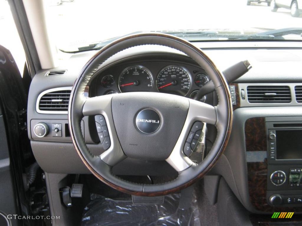 2011 GMC Sierra 1500 Denali Crew Cab 4x4 Ebony Steering Wheel Photo #40538929