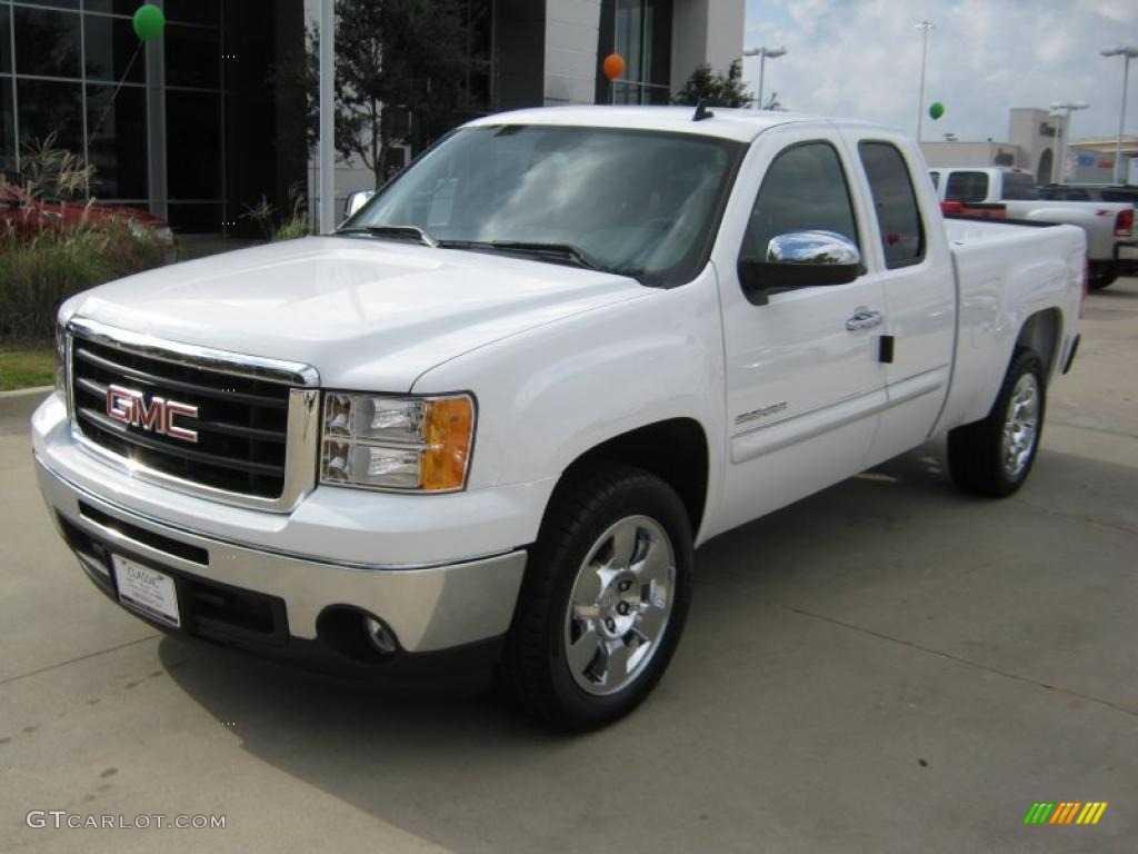 2011 Sierra 1500 SLE Extended Cab - Summit White / Ebony photo #1