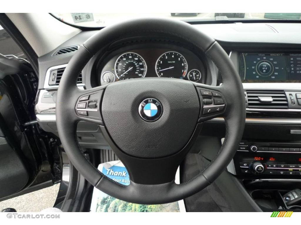 2010 BMW 5 Series 535i Gran Turismo Black Steering Wheel Photo #40540761