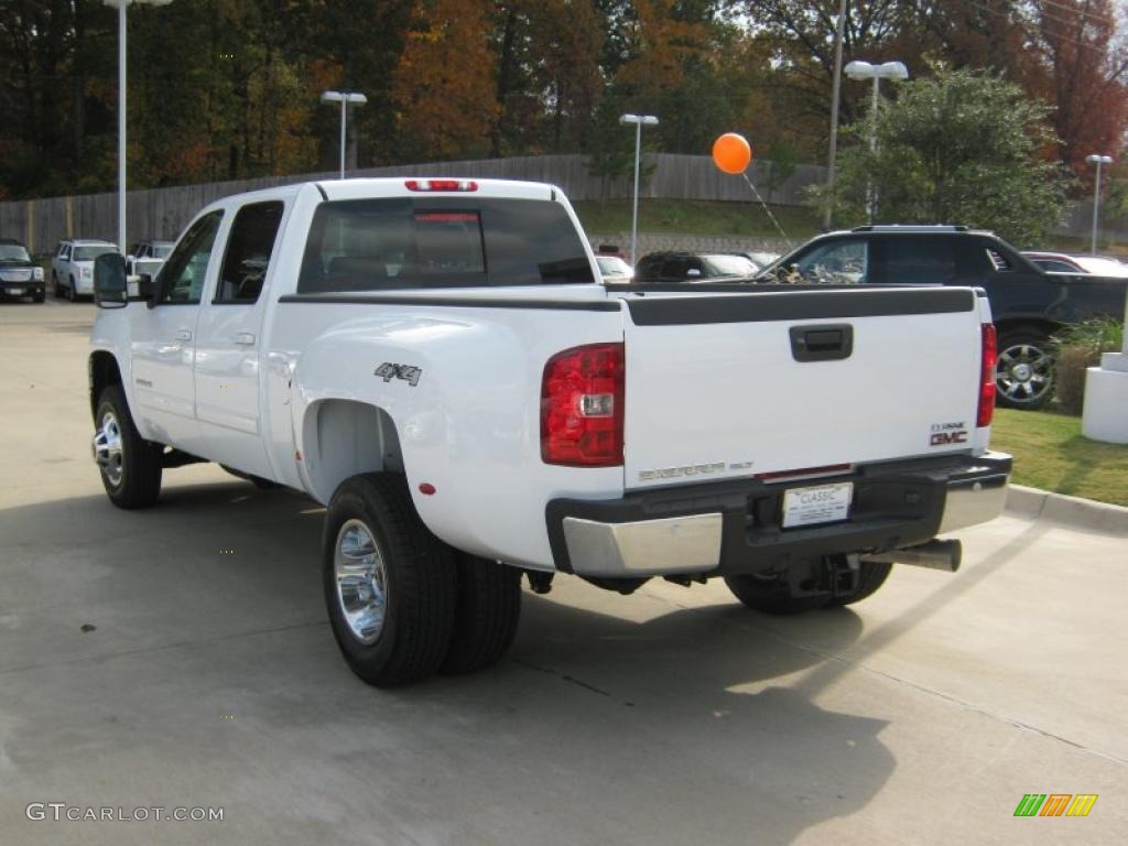 2011 Sierra 2500HD SLT Extended Cab 4x4 Dually - Summit White / Very Dark Cashmere/Light Cashmere photo #3