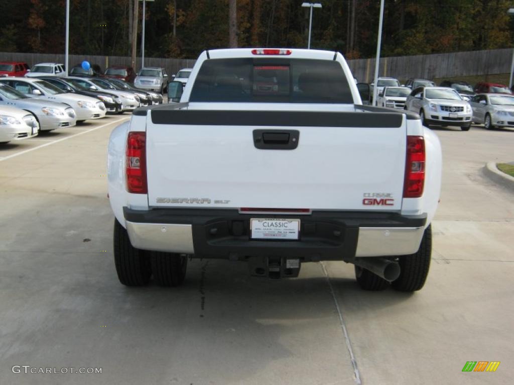 2011 Sierra 2500HD SLT Extended Cab 4x4 Dually - Summit White / Very Dark Cashmere/Light Cashmere photo #4