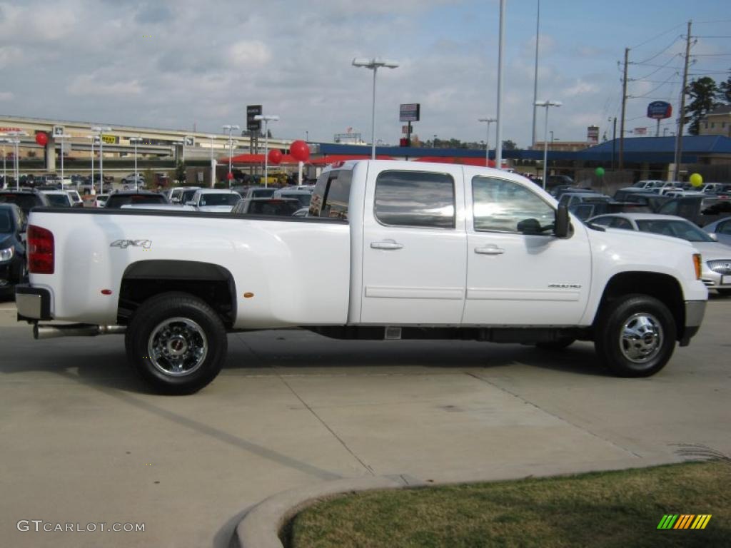 2011 Sierra 2500HD SLT Extended Cab 4x4 Dually - Summit White / Very Dark Cashmere/Light Cashmere photo #6