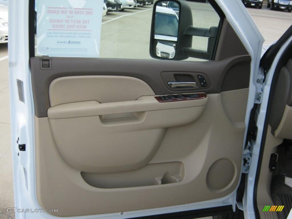 2011 GMC Sierra 2500HD SLT Extended Cab 4x4 Dually Very Dark Cashmere/Light Cashmere Door Panel Photo #40543221