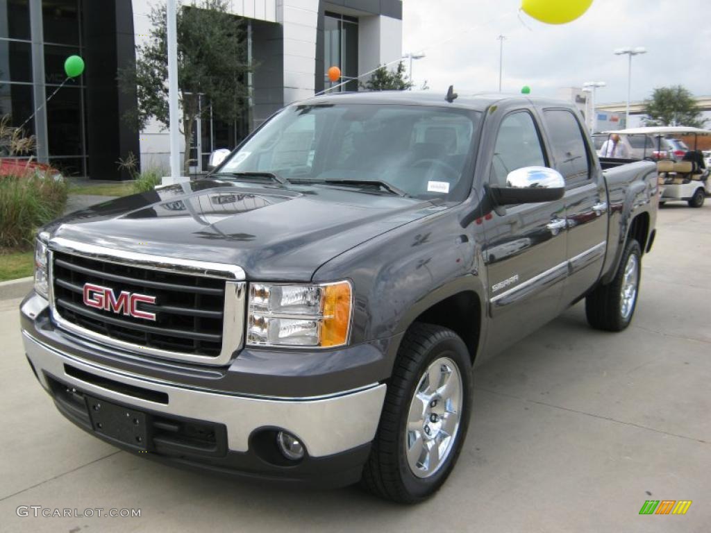 2011 Sierra 1500 SLE Crew Cab - Storm Gray Metallic / Ebony photo #1