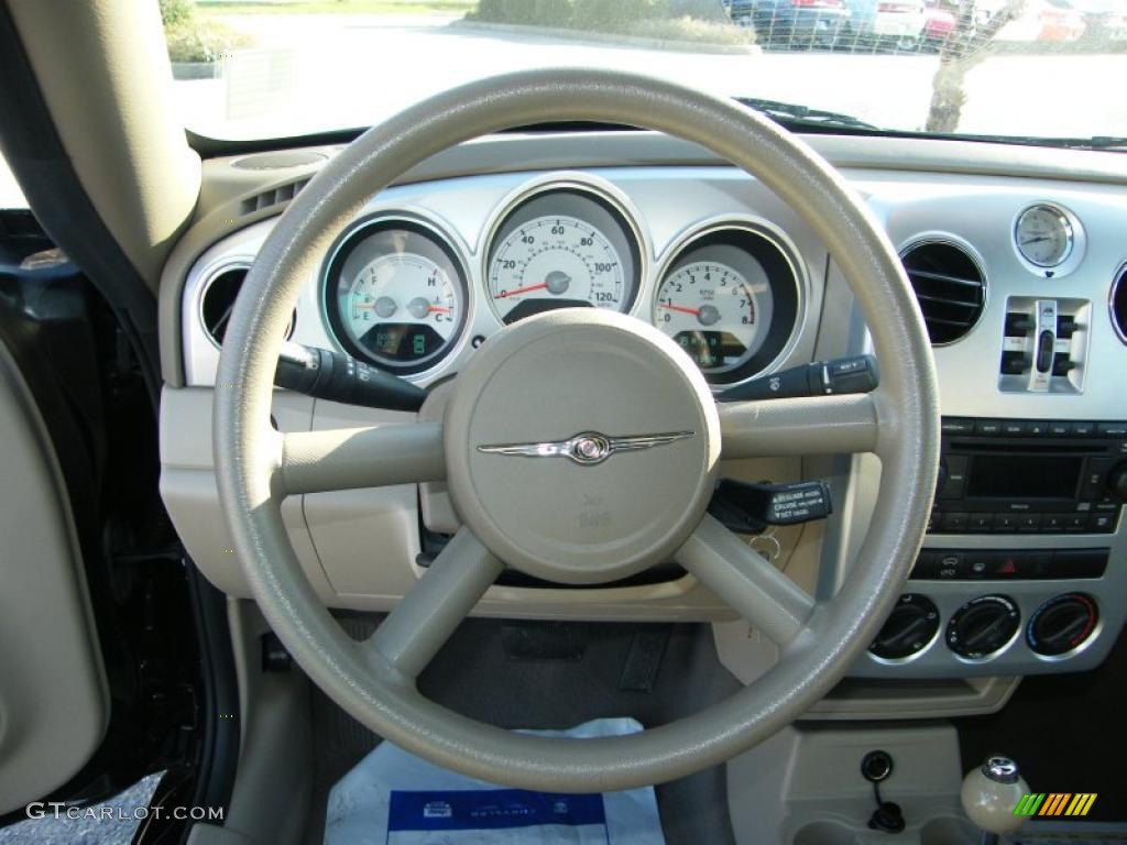 2008 Chrysler PT Cruiser Convertible Pastel Pebble Beige Steering Wheel Photo #40556205
