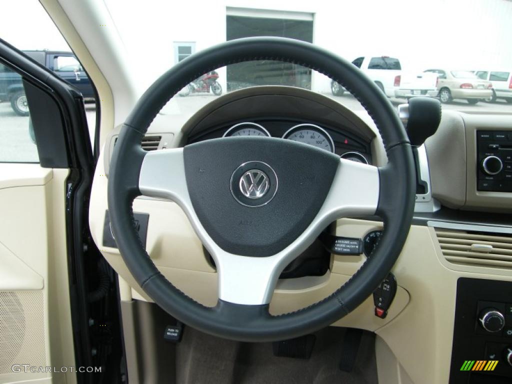 2010 Volkswagen Routan SE Ceylon Beige Steering Wheel Photo #40558281
