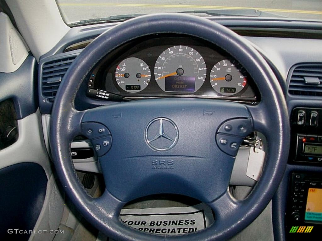 2002 Mercedes-Benz CLK 430 Cabriolet Dark Blue/Ash Steering Wheel Photo #40559353
