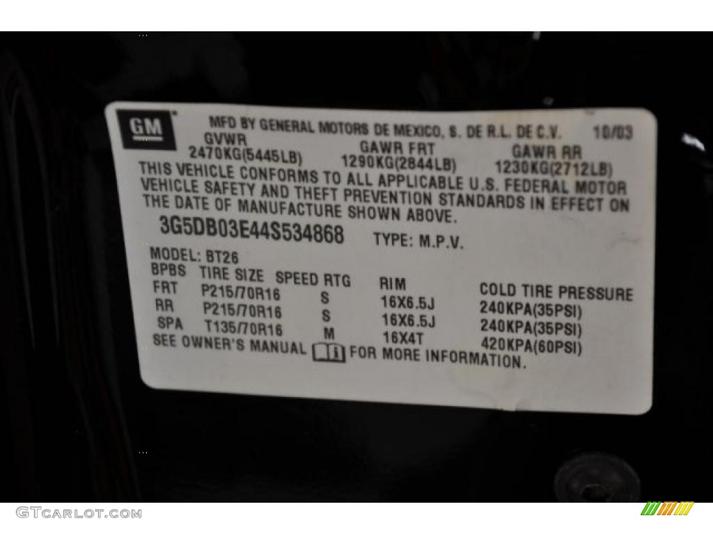 2004 Rendezvous CXL AWD - Black / Light Gray photo #7