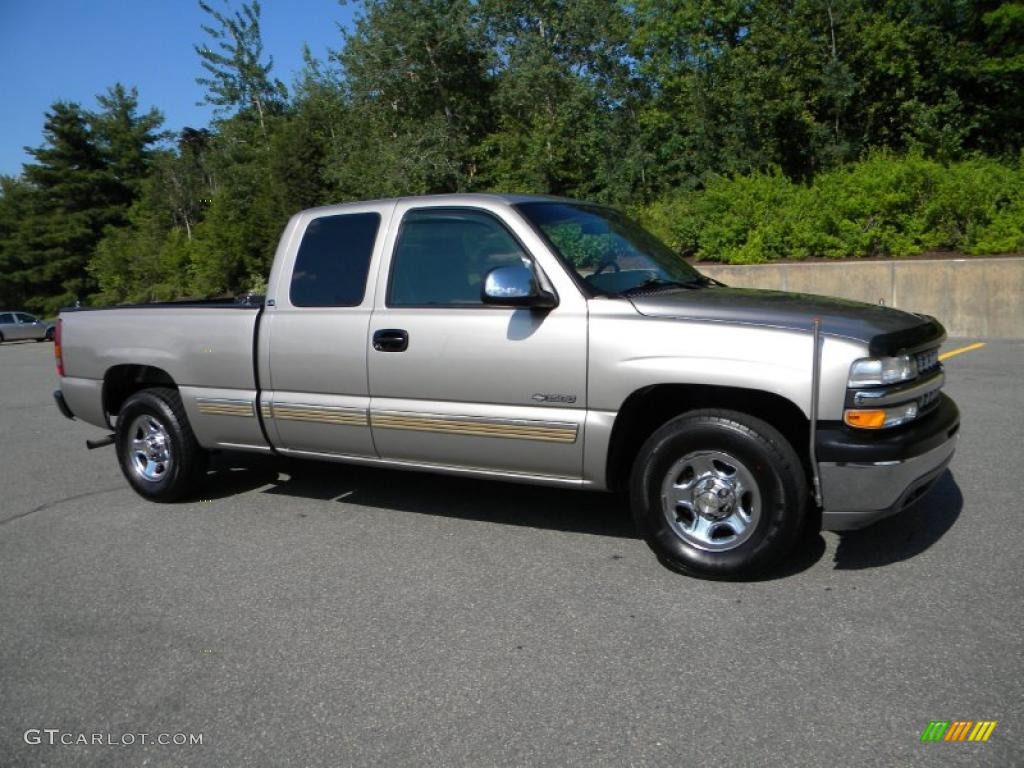 2002 Silverado 1500 LS Extended Cab - Light Pewter Metallic / Medium Gray photo #9