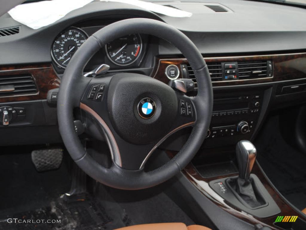 2010 BMW 3 Series 328i Coupe Saddle Brown Dakota Leather Steering Wheel Photo #40575613
