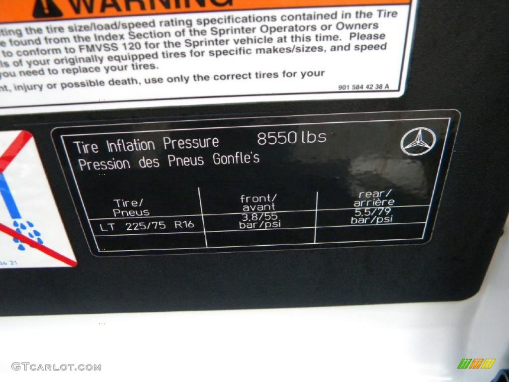 2003 Dodge Sprinter Van 2500 High Roof Cargo Info Tag Photo #40582525