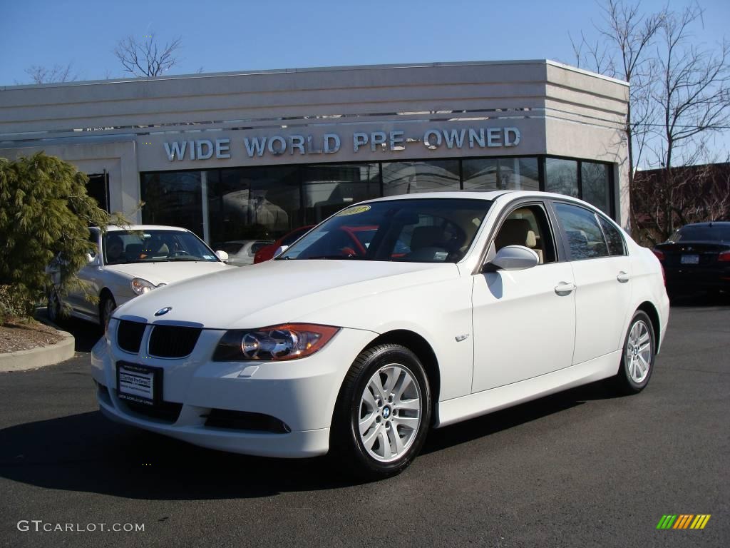 2007 3 Series 328xi Sedan - Alpine White / Beige photo #1