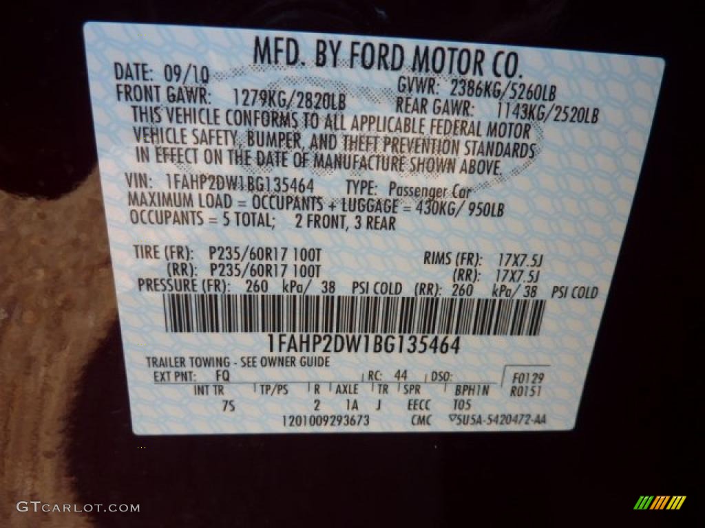 2011 Taurus Color Code FQ for Bordeaux Reserve Red Photo #40596865