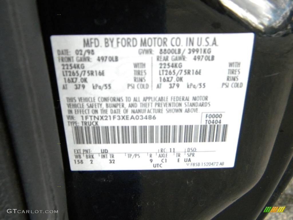 1999 F250 Super Duty Color Code UD for Black Photo #40597889