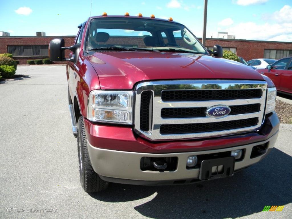 2005 F250 Super Duty XLT SuperCab 4x4 - Dark Toreador Red Metallic / Tan photo #7